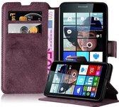 Cadorabo Hoesje geschikt voor Nokia Lumia 640 in MAT ROOD - Beschermhoes Case Cover met standfunctie en kaartvak in retrodesign