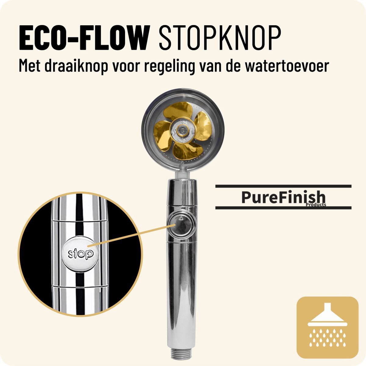 PureFinish Waterbesparende Douchekop Met 2 Filters - Hoge Druk Douchekop - Handdouche Waterbesparend