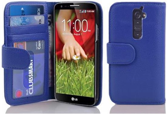 Étui Cadorabo pour LG G2 en BLEU NEPTUNE - Housse de protection avec fermeture magnétique et 3 emplacements pour cartes Book Case Cover Etui