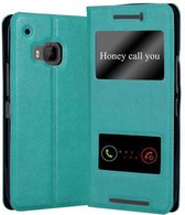 Cadorabo Hoesje geschikt voor HTC ONE M9 in MUNT TURKOOIS - Beschermhoes met magnetische sluiting, standfunctie en 2 kijkvensters Book Case Cover Etui