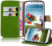 Cadorabo Hoesje geschikt voor Samsung Galaxy S4 in GRAS GROEN - Beschermhoes met magnetische sluiting, standfunctie en kaartvakje Book Case Cover Etui