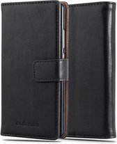Cadorabo Hoesje geschikt voor Huawei P8 in ZWART GRAFIET - Beschermhoes met magnetische sluiting, standfunctie en kaartvakje Book Case Cover Etui