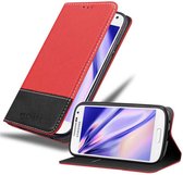 Cadorabo Hoesje geschikt voor Samsung Galaxy S4 MINI in ROOD ZWART - Beschermhoes met magnetische sluiting, standfunctie en kaartvakje Book Case Cover Etui