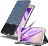 Cadorabo Hoesje voor Samsung Galaxy A7 2015 in DONKERBLAUW ZWART - Beschermhoes met magnetische sluiting, standfunctie en kaartvakje Book Case Cover Etui