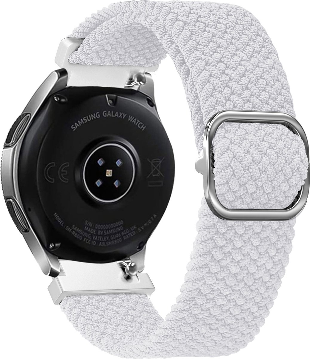 Strap-it Smartwatch bandje 22mm - geweven nylon bandje geschikt voor Huawei Watch GT 2 / GT 3 (Pro) - 46mm / GT 4 46mm / GT 5 (Pro) - 46mm / GT 2 Pro / Watch 3 - Xiaomi Mi Watch / Watch S1 (Pro) / Watch 2 Pro - Fossil Gen 5 & 6 44mm - Wit