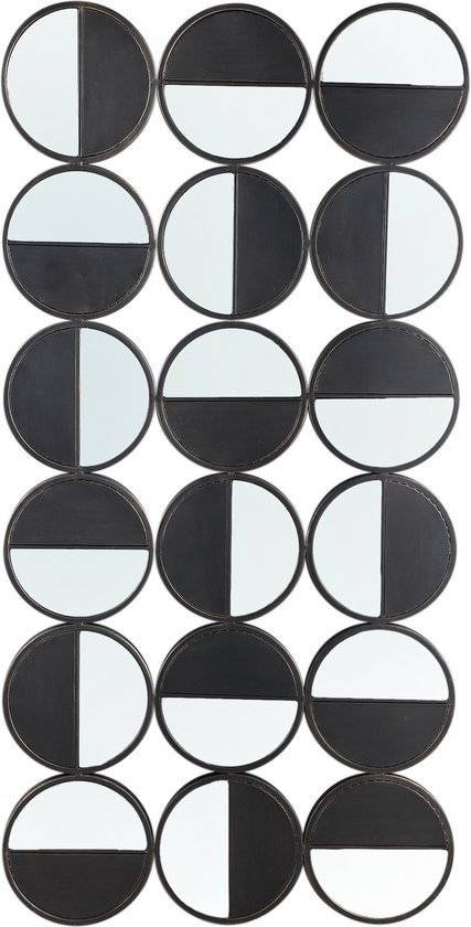 PTMD Oria Miroir en fer noir multiple dix-huit demi-rond
