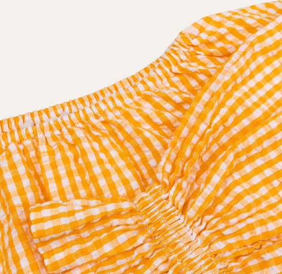 Duckweed dress short sleeves 16 Yarn Dyed BB check Saffron Orange: 34