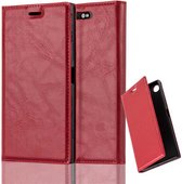 Cadorabo Hoesje geschikt voor Sony Xperia XZ1 in APPEL ROOD - Beschermhoes met magnetische sluiting, standfunctie en kaartvakje Book Case Cover Etui