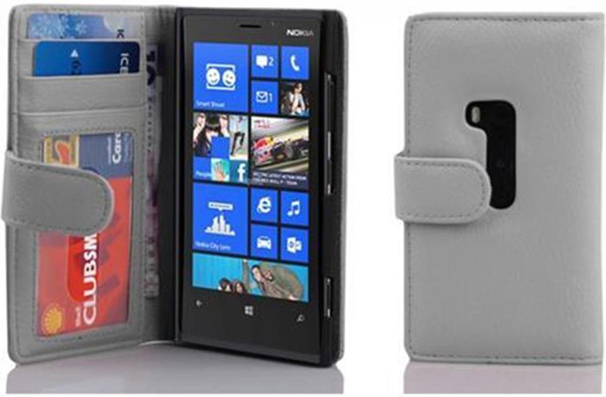 Cadorabo Hoesje geschikt voor Nokia Lumia 920 in MAGNESIUM WIT - Beschermhoes met magnetische sluiting en 3 kaartsleuven Book Case Cover Etui