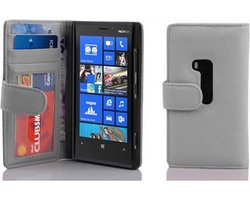Cadorabo Hoesje geschikt voor Nokia Lumia 920 in MAGNESIUM WIT - Beschermhoes met magnetische sluiting en 3 kaartsleuven Book Case Cover Etui