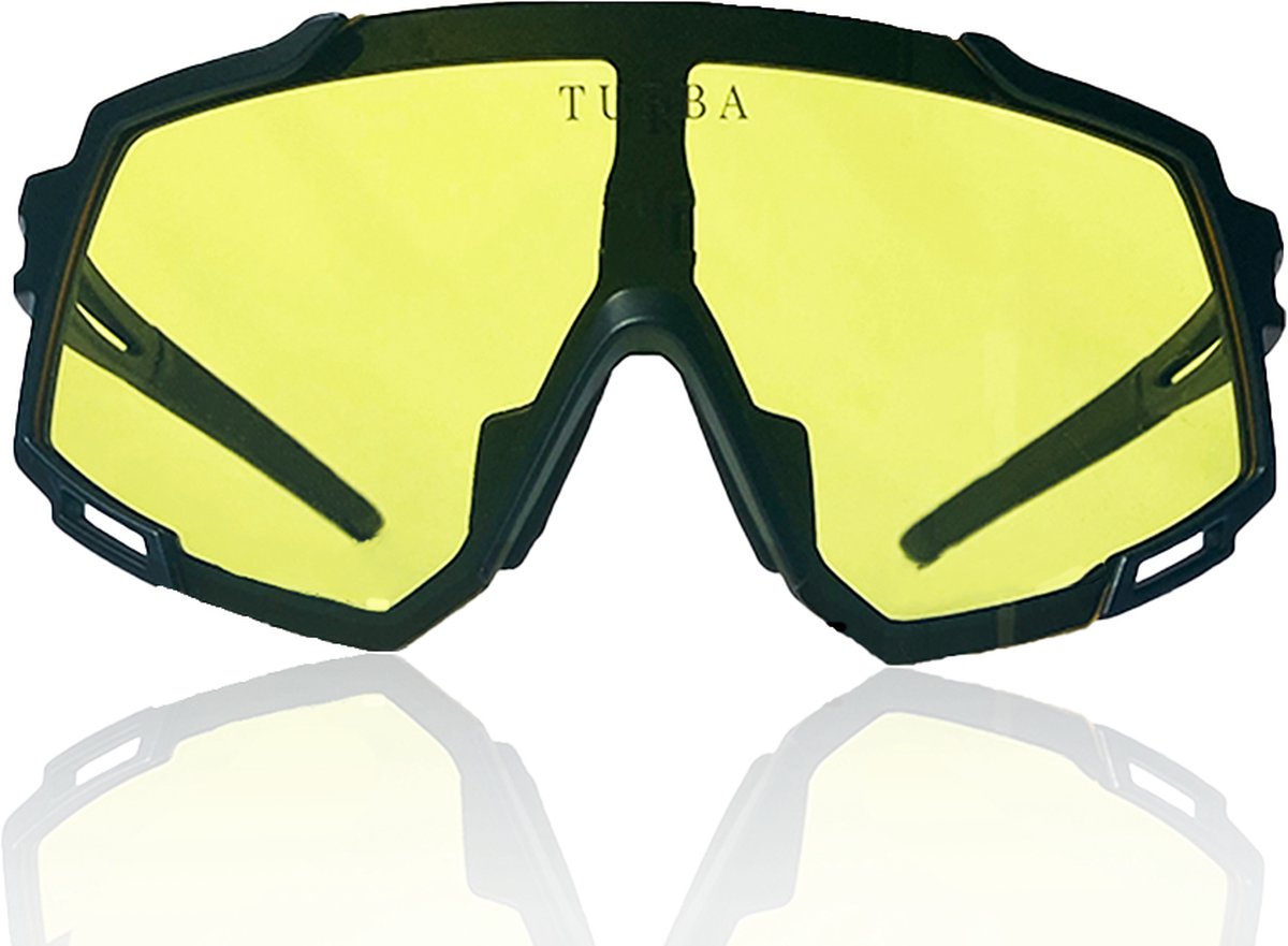 Turba Optics - Fietsbril Drago MK II - Zwart / Geel - Categorie 0 Lens - Voor bewolkt weer - Gepolariseerde Zonnebril - UV bescherming - Anti-slip - Unisex Sportbril