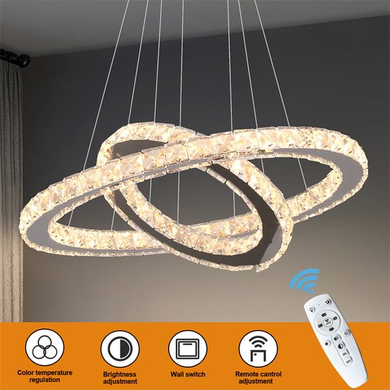 2 Kristallen Ring Kroonluchter - Crystal Led Lamp - Woonkamerlamp - Moderne lamp - Hanglamp - Plafondlamp - Plafoniere