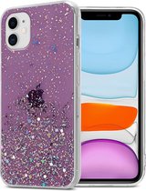 Cadorabo Hoesje geschikt voor Apple iPhone 11 PRO in Paars met Glitter - Beschermhoes van flexibel TPU silicone met fonkelende glitters Case Cover Etui