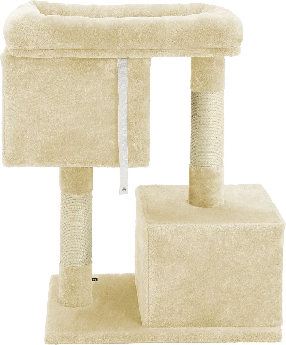 Krabpaal - Katten slaap plek - 2 gaten - Met platform - 84 cm - beige