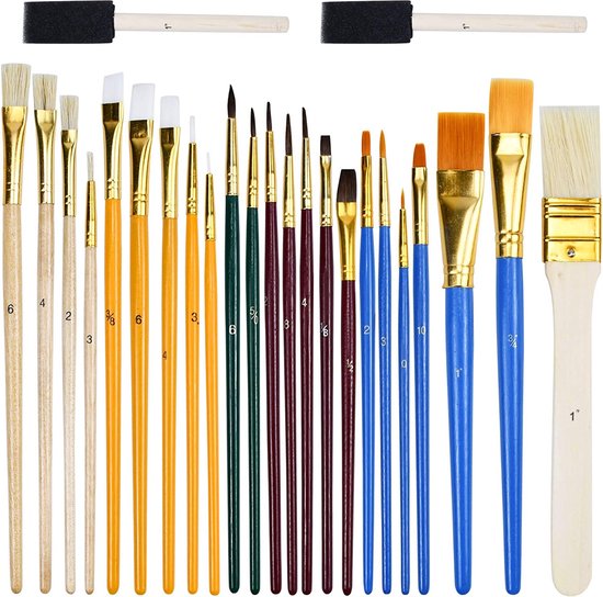 Foto: Verf kwasten verfroller acrylverven aint brush roll paint stuff verf borstels set paint brushes set 25