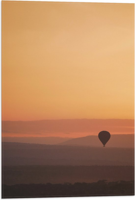 Vlag - Luchtballon in de Lucht tijdens Zonsopkomst - 40x60 cm Foto op Polyester Vlag