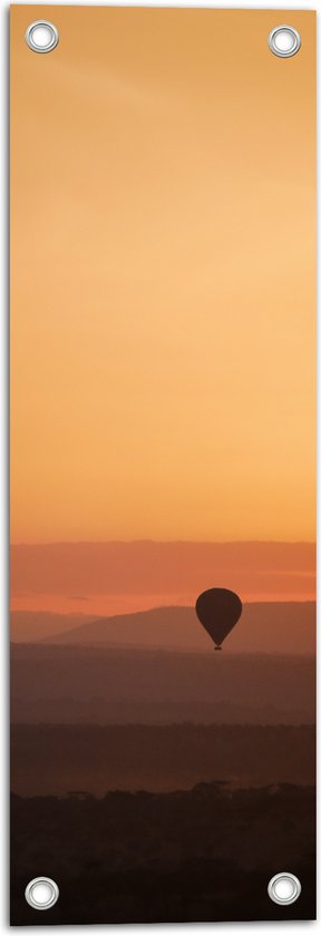 Tuinposter – Luchtballon in de Lucht tijdens Zonsopkomst - 20x60 cm Foto op Tuinposter (wanddecoratie voor buiten en binnen)