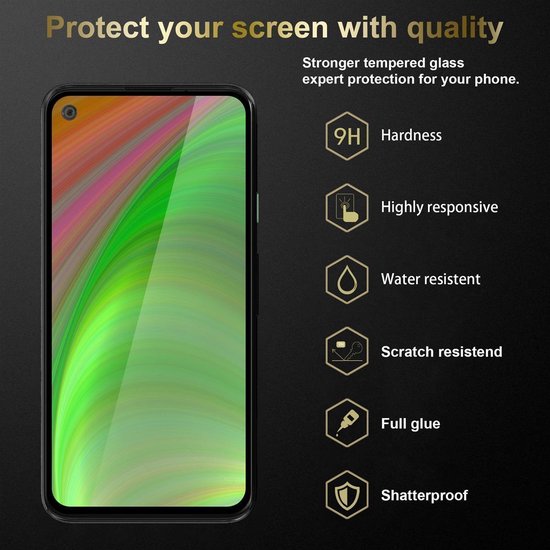 Cadorabo 3x Protecteur d'écran pour Nokia 3.4 Film de protection plein écran Film de protection en TRANSPARENT avec NOIR - Verre de protection d'écran trempé (trempé) en dureté 9H avec 3D Touch