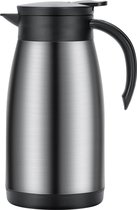 Olerd Thermoskan, roestvrij staal, dubbelwandige vacuüm-koffiekan, theepot, thermoskan voor koffie, thee, water, drankje, 1 liter (zilver)