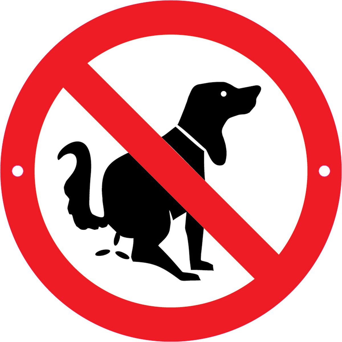 BWK - Verbodsbord Verboden te Poepen voor Honden - 25cmØ met 2 Boorgaten - op 3mm dik PVC Schuimplaat