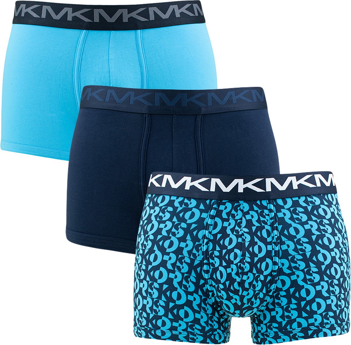 Michael Kors lage heren boxers kort (3-pack) - donkerblauw - print - turquoise - Maat: L