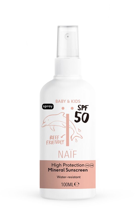 Naïf Zonnebrand Spray SPF50 - 100ML - Baby & Kids - Met Natuurlijke Ingrediënten