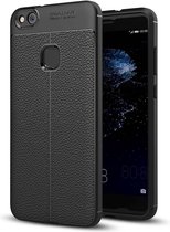 Cadorabo Hoesje voor Huawei P10 LITE in Diep Zwart - Beschermhoes gemaakt van TPU siliconen met edel kunstleder applicatie Case Cover Etui