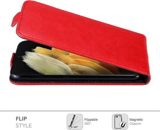 Coque Cadorabo pour Samsung Galaxy S21 ULTRA en ROUGE POMME - Coque de protection au design rabattable avec fermeture magnétique