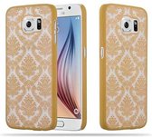 Cadorabo Hoesje voor Samsung Galaxy S6 in GOUD - Hard Case Cover Beschermhoes in gebloemd paisley henna design tegen krassen en stoten
