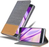 Cadorabo Hoesje geschikt voor Samsung Galaxy A8 2015 in LICHTGRIJS BRUIN - Beschermhoes met magnetische sluiting, standfunctie en kaartvakje Book Case Cover Etui