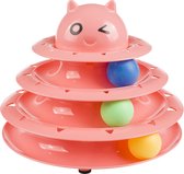 Cat Toy Roller 3-level Draaitafel Kattenspeelgoed Ballen Met 3 Kleurrijke Ballen Interactieve Kitten Fun