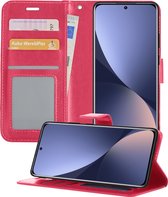 Hoesje Geschikt voor Xiaomi 12 Hoesje Book Case Hoes Portemonnee Cover Walletcase - Hoes Geschikt voor Xiaomi 12 Hoes Bookcase Hoesje - Roze