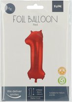 Folat - Folieballon Cijfer 1 Rood Metallic Mat - 86 cm