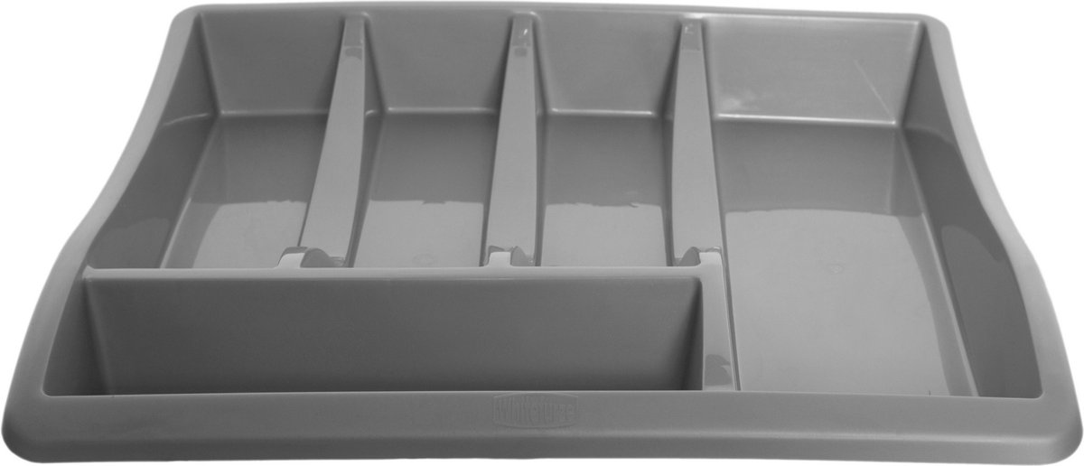 Whitefurze Bestekbak/keuken organizer - 2x - 5-vaks - Grijs - 39 x 39 x 6 cm