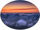 WallClassics - Dibond Ovaal - Oranje Lucht boven Wolkendek - 68x51 cm Foto op Ovaal (Met Ophangsysteem)