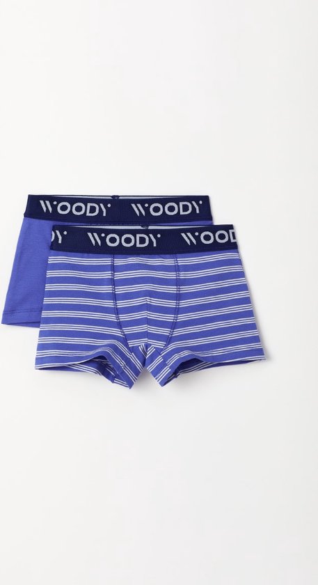 Woody Jongens Boxer duopack blauw uni + - maat 152/12J