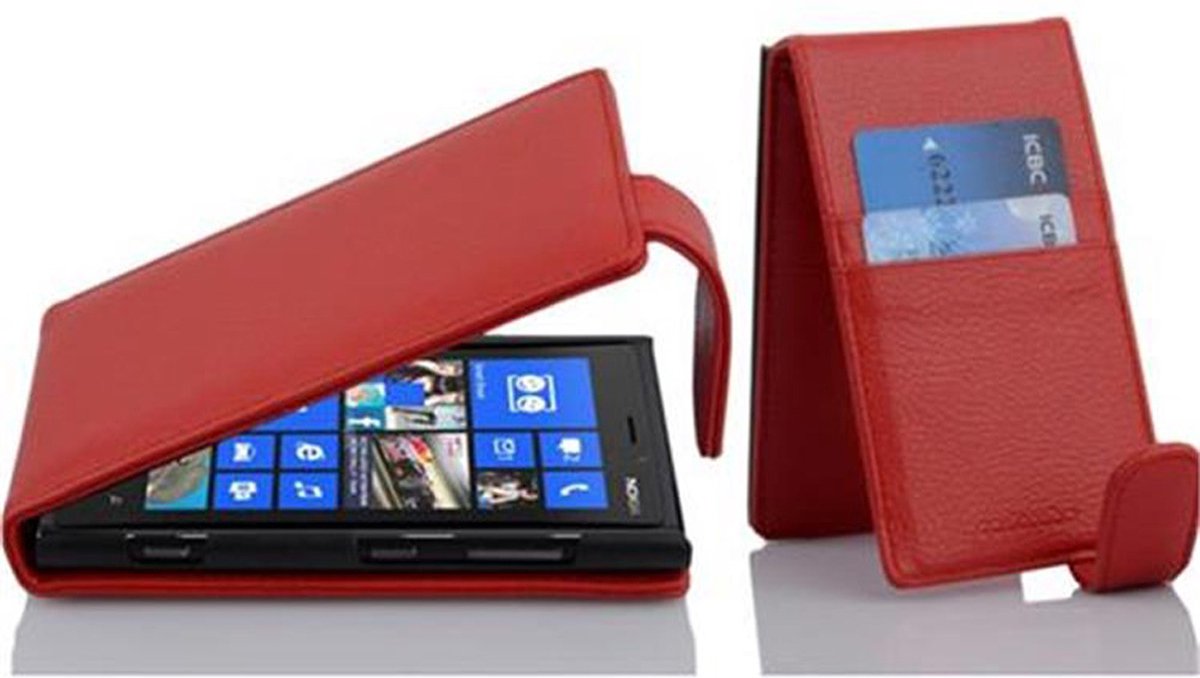 Cadorabo Hoesje geschikt voor Nokia Lumia 920 in INFERNO ROOD - Beschermhoes in flip-design Case Cover van getextureerd imitatieleer