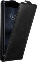 Cadorabo Hoesje geschikt voor Nokia 6 2017 in ZWARTE NACHT - Beschermhoes in flip design Case Cover met magnetische sluiting