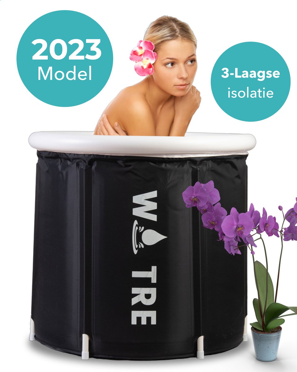 WOTRE Zitbad - Bath Bucket - Ijsbad - bad voor volwassenen - Ice Bath - Mobiele badkuip - Zwart - 180L