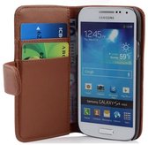 Cadorabo Hoesje geschikt voor Samsung Galaxy S4 MINI in CACAO BRUIN - Beschermhoes van glad imitatieleer en kaartvakje Book Case Cover Etui
