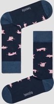 Grappige Sokken Marineblauw met Varkens in Bio katoen maat 41-46 - Varkentjes - Zacht - Trendy geschenk - Trendy Cadeau - Verjaardag - Geschenk - Kerst