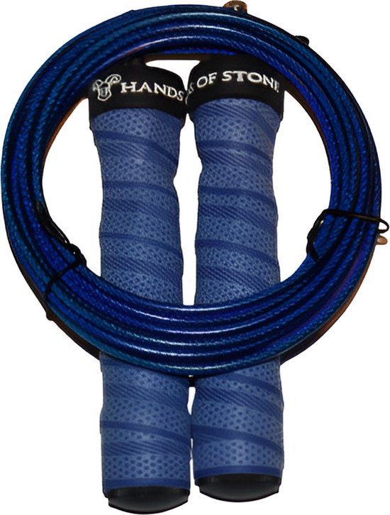 Hands of Stone - Verstelbaar Sport Springtouw - Speed Rope - Jump Rope - 3 Meter lang - Voor Volwassenen en Kinderen - Voor alle Niveau's - Inclusief Opbergzak - Blauw