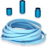 Agletless® Lichtblauw Ovale Elastische Veters Zonder Strikken 5mm - Luxe Draaicapsule Snelsluiting - 1 Paar - Kinderen & Volwassenen | One-Size-Fits-All