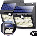 Solar Buitenlamp met bewegingssensor - Wit Licht - Tuinverlichting op zonne-energie - IP65 Waterdicht - 2 Stuks - 97 LEDs - 2700K - Zwart