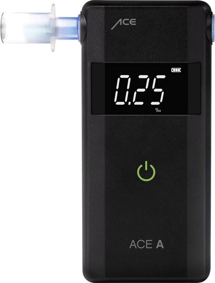 ACE A Alcoholtester Zwart 0 tot 4 ‰ Weergave van verschillende eenheden, Alarm, Incl. display, Countdown-functie
