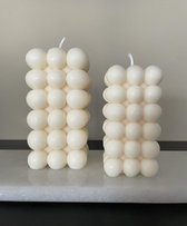 MinaCasa - Luxe bollen kaarsen set wit - 2 delig