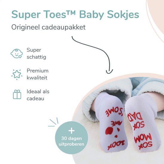 Super Toes® Kraamcadeau Sokjes voor Jongen of Meisje - Gender Reveal Babyshower – Kraammand 0-3 Maanden