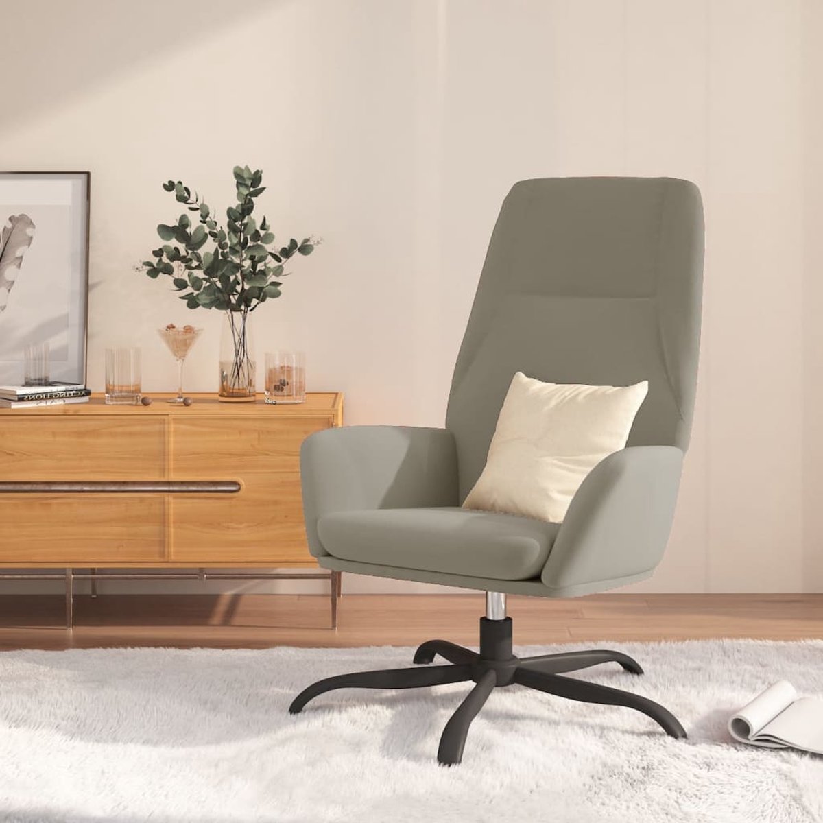 VidaXL Relaxfauteuil lichtgrijs fluweel