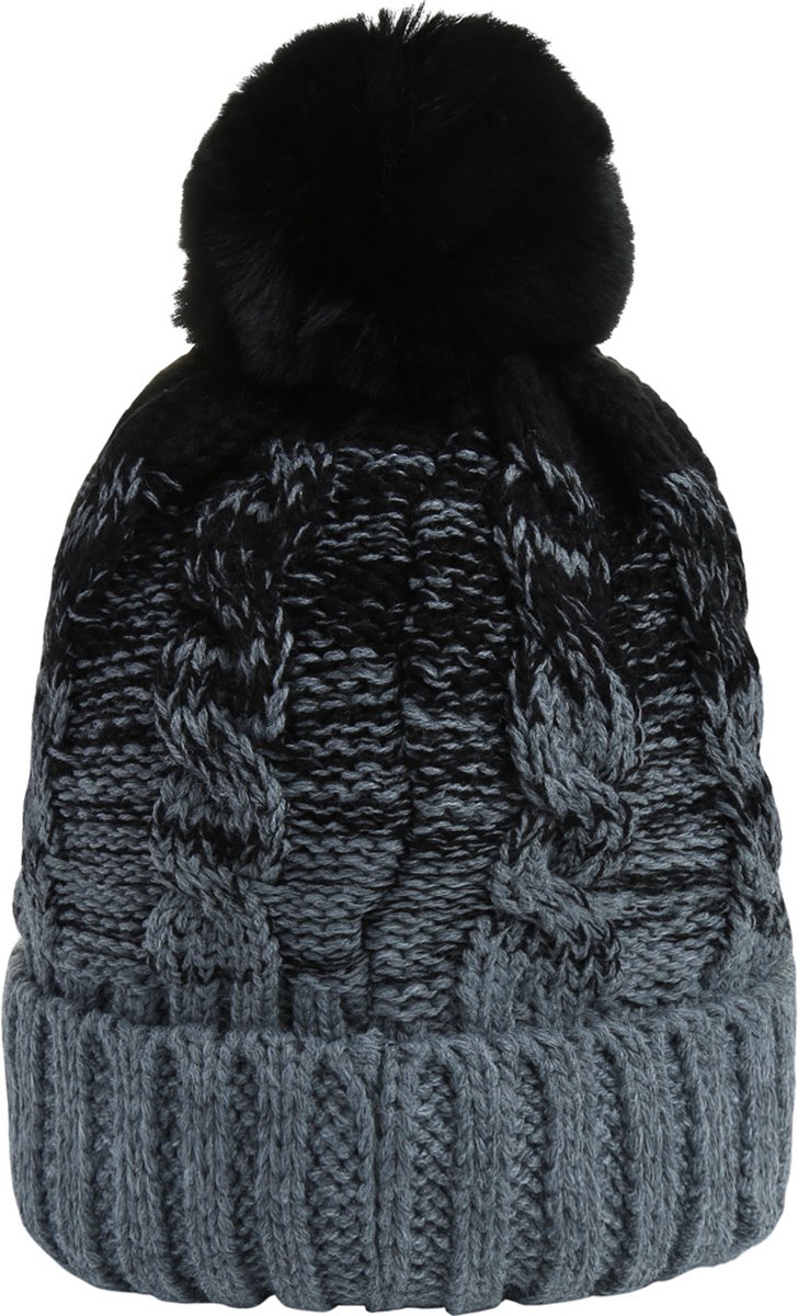 Zwart/ Grijze Muts Two Tones - Gevoerde Wintermutsen - Beanies - Zwart + Grijs