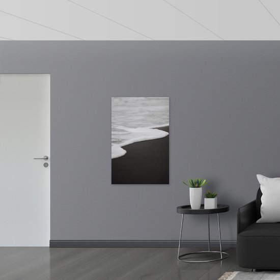 Acrylglas - Schuim van Golf (zwart/wit) - 70x105 cm Foto op Acrylglas (Met Ophangsysteem)